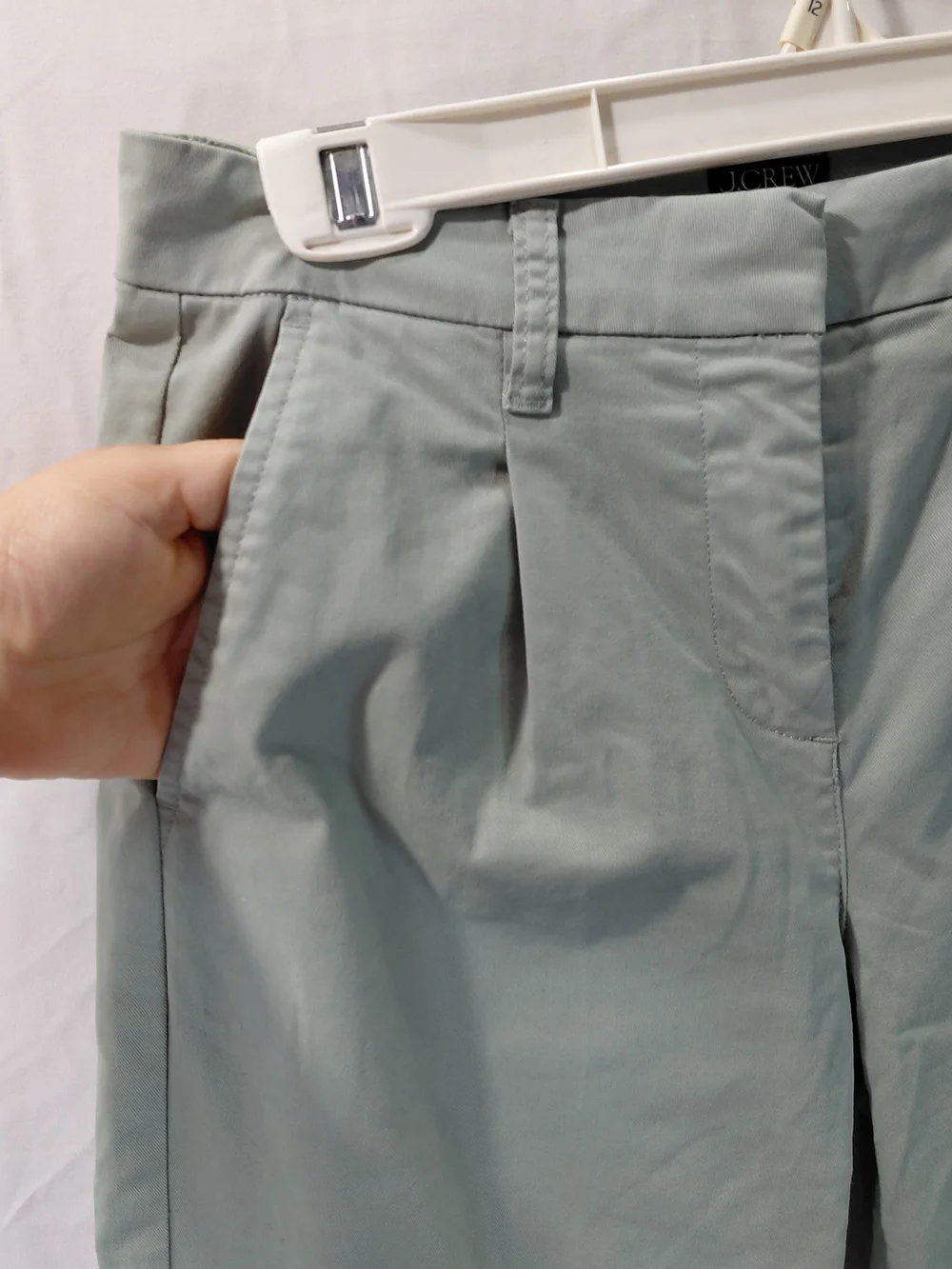 J. Crew Straight-Leg Trousers in Soft Sage